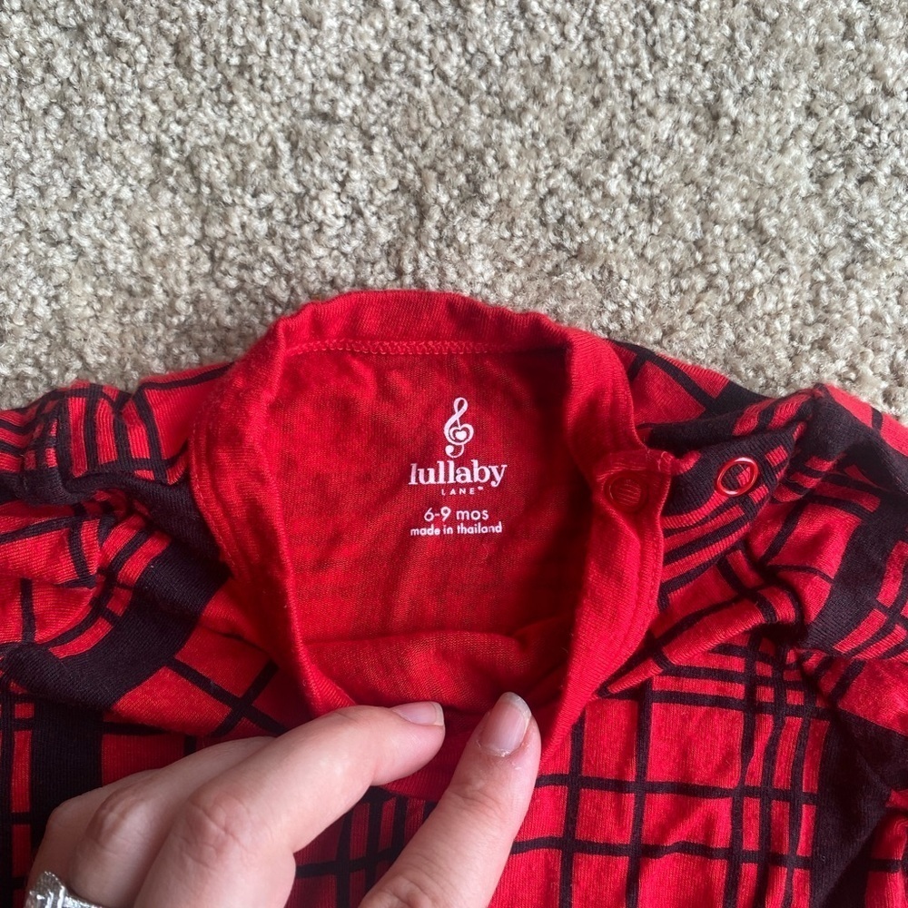 Lullaby Lane Plaid Ruffle Onesie Baby Girl Christmas Outfit Long Sleeve Soft - Picture 4 of 6